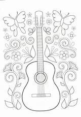 Guitar With Butterflies coloring Page  Download Print Or Color Online sketch template