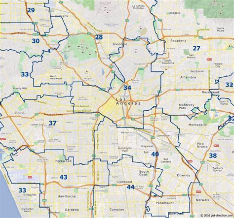 Map of Los Angeles Congressional Districts 2016