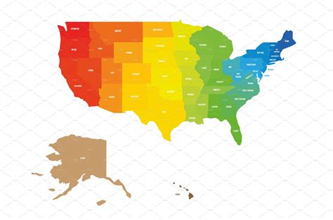Colorful map of United States | Vector Graphics ~ Creative Market