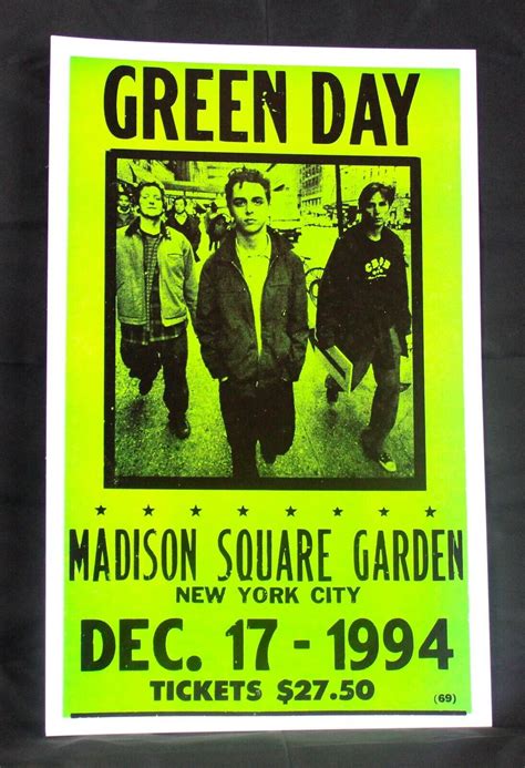 GREEN DAY Tour Concert Poster FULL SIZE 22X14" Dec 17 1994 Madison ...