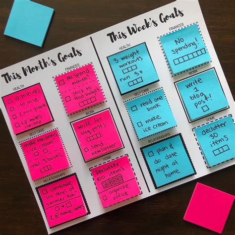 Sticky Note Goal Setting Printables – Let's Live and Learn