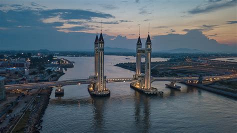 Aerial View of the Kuala Terengganu Drawbridge, Kuala Terengganu ...