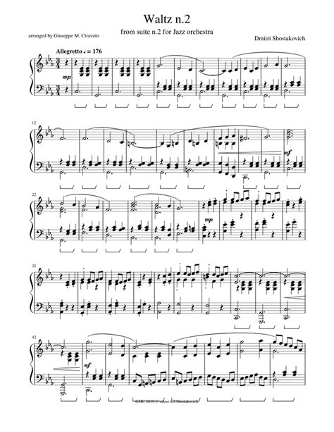 Shostakovich waltz n 2 Sheet music for Piano (Solo) | Musescore.com