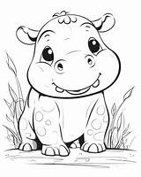 Cute Hippo Coloring Pages sketch template