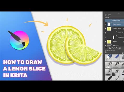 How to draw a lemon slice - Krita digital painting tutorial - Easy step ...