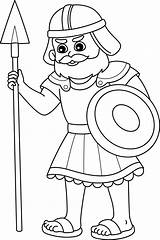 Goliath With Spear Isolated Coloring Page For Kids 21501748 Vector Art  sketch template