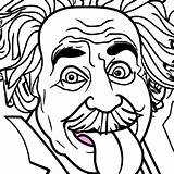 Albert Einstein Tongue Coloring Page · Creative Fabrica sketch template