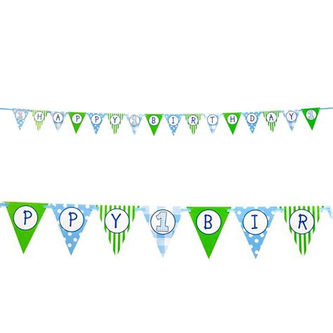 1st Birthday Boy Ribbon Flag Banner | 1st boy birthday, Birthday flags, 1st birthday