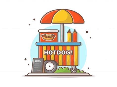 Hotdog Stand With Sauces in 2021 | Hot dog stand, Cartoon styles ...