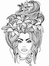 Woman Hair coloring Pages For Adults sketch template