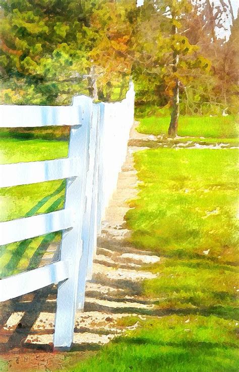 White Fence In Summer Painting by Dan Sproul