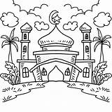 Coloring Book For Children Mosque And Palm Trees Stock Vector  sketch template