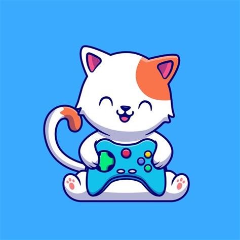 Cute Cat Gaming With Game Console Cartoon | Kitty games, Cartoon cat drawing, Cute kawaii animals