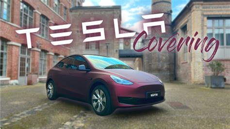 Nouvelle Tesla Model Y en covering bordeaux mat !! - YouTube