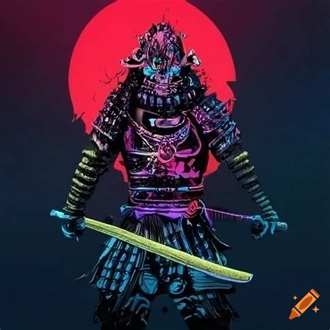 Neon samurai artwork on Craiyon