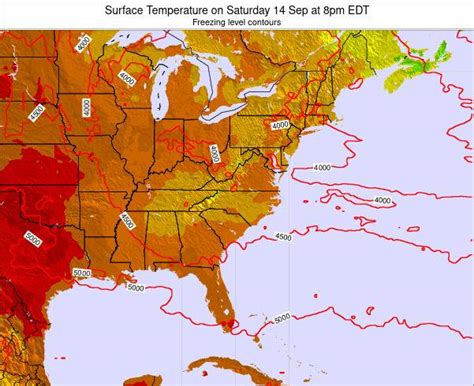 Virginia Surface Temperature on Thursday 12 Aug at 2pm EDT