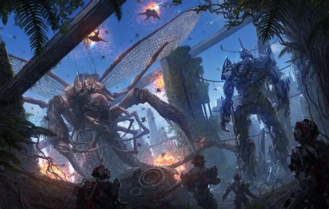 Download Battle Building Soldier Giant Insect Creature Sci Fi Robot 4k Ultra HD Wallpaper by ...