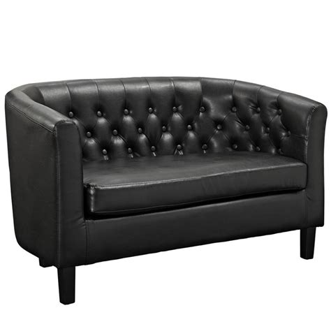 Modway Prospect Modern Upholstered Faux Leather Loveseat in Black | Cymax Business