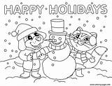 Christmas Snowman Happy Holidays Coloring Page Printable sketch template