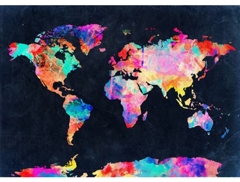 Postal acuarela 21 del mapa del mundo | Zazzle.com Map Canvas Print, World Map Canvas, Map Art ...
