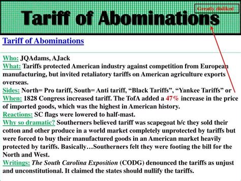 PPT - Tariff of Abominations PowerPoint Presentation, free download ...