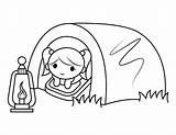 Printable Camping Girl Coloring Page sketch template