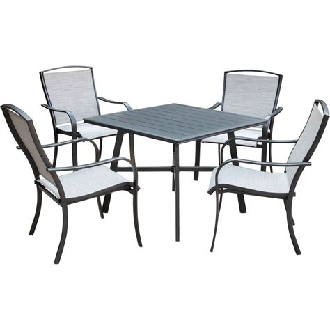 Hanover Foxhill 5-Piece Commercial-Grade Patio Dining Set with 4 Sling ...