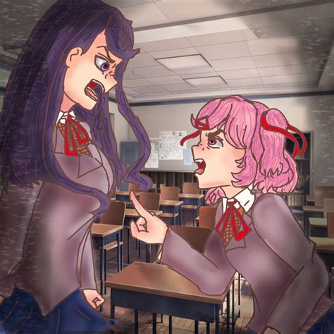 Yuri and Natsuki fight, Act 2 Poem Panic! | Doki Doki Literature Club ...