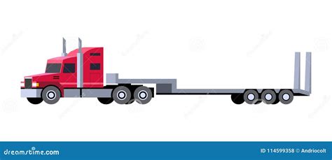 Lowboy trailer truck icon stock vector. Illustration of transporter ...