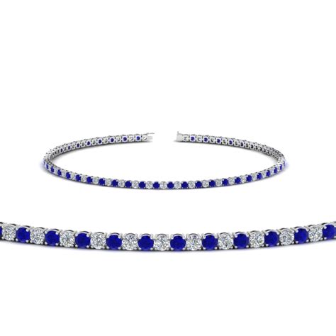 2 Carat diamond Tennis Bracelet With Sapphire In 14K White Gold | Fascinating Diamonds