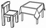 Chair And Table Coloring Page sketch template