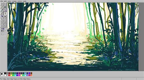 MS Paint Landscape Painting using JSPaint - YouTube