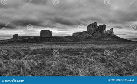 Ancient Duffus Castle Ruins Atop a Rocky Hill, Surrounded by Clouds and ...