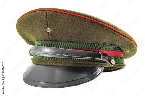 Russian military hat and soviet army uniform concept with army officer ...