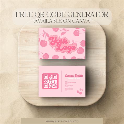 Retro Fruit Design QR Code Business Card 3.5x2 digital Download Cherry Business Cards ...
