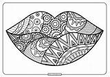 Free Printable Zentangle Lips Pdf Coloring Page sketch template