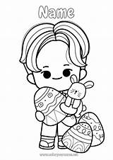 Coloring Page No1318  Kawaii Boy Easter Eggs sketch template
