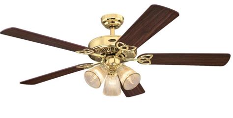 Westinghouse Lighting Vintage 52-Inch Five-Blade Indoor Ceiling Fan, Polished Brass Finish with Dimm