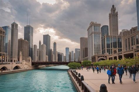 Premium Photo | Chicago river walk