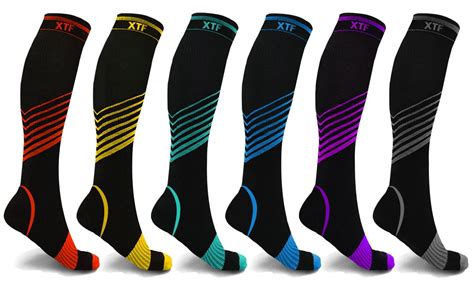 Extreme Fit 6-Pair Knee High Sport Compression Socks for Men and Women ...