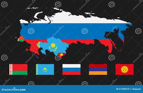 Eurasian Economic Union Territory On World Map Royalty-Free Cartoon ...