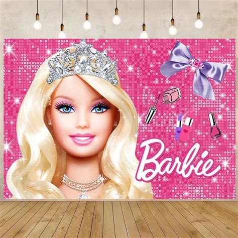 BARBIE PRINCESS GIRL Backdrop Happy Birthday Background Banner Photo Party Decor $24.72 ...