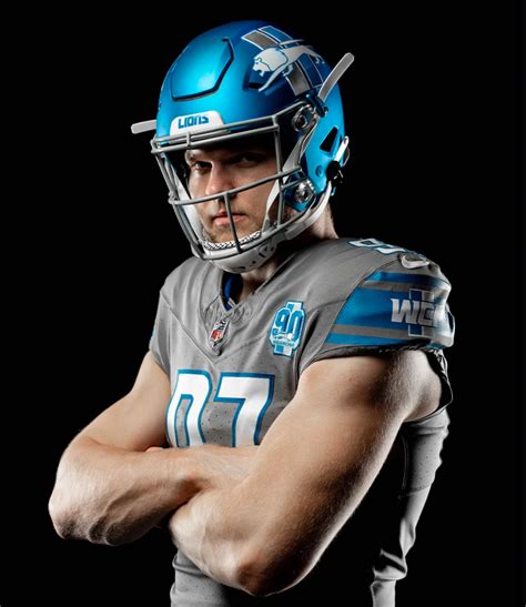 Former Michigan Football Star Aidan Hutchinson Models New Detroit Lions Helmet - Sports ...