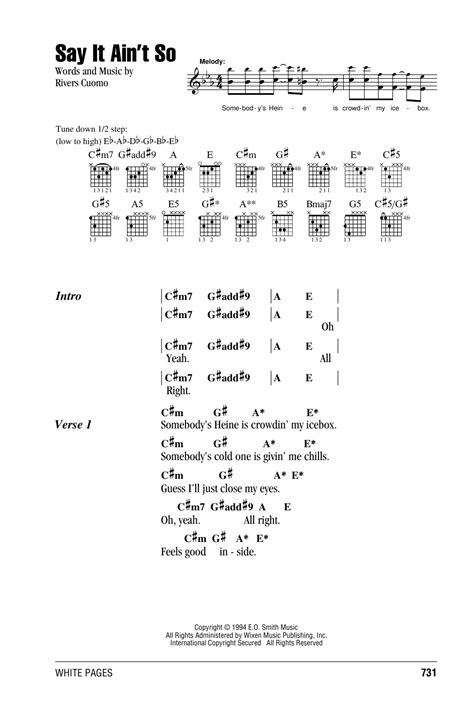 Say It Ain't So by Weezer - Guitar Chords/Lyrics - Guitar Instructor