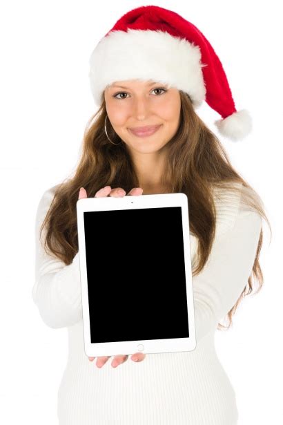 Santa Girl With A Tablet Free Stock Photo - Public Domain Pictures