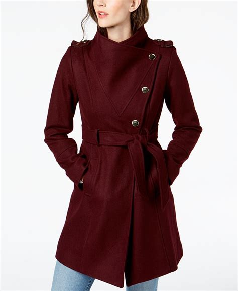 GUESS Asymmetrical Belted Wool Wrap Coat, Created for Macy's & Reviews ...