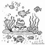 Easy Underwater Coloring Pages Ocean Creatures Simple sketch template