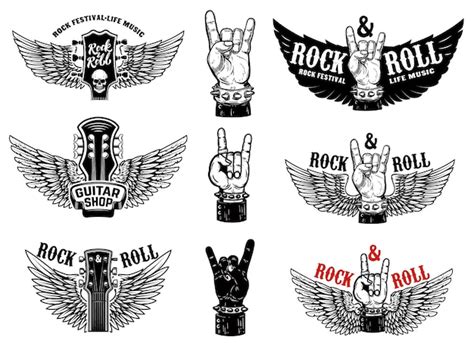 Premium Vector | Set of vintage rock music fest emblems