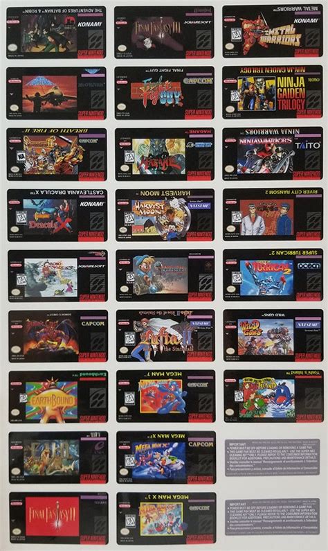 Snes Game Cartridge Labels