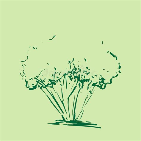 Stylized Tree. Hand Drawn Tree Sketch Silhouette Isolated On Green Background. Stock Vector ...